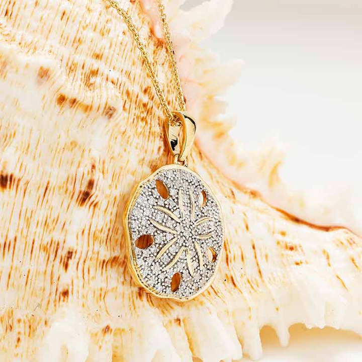 Ocean - 14k - Yellow Gold Lab Grown Diamond Sanddollar Necklace