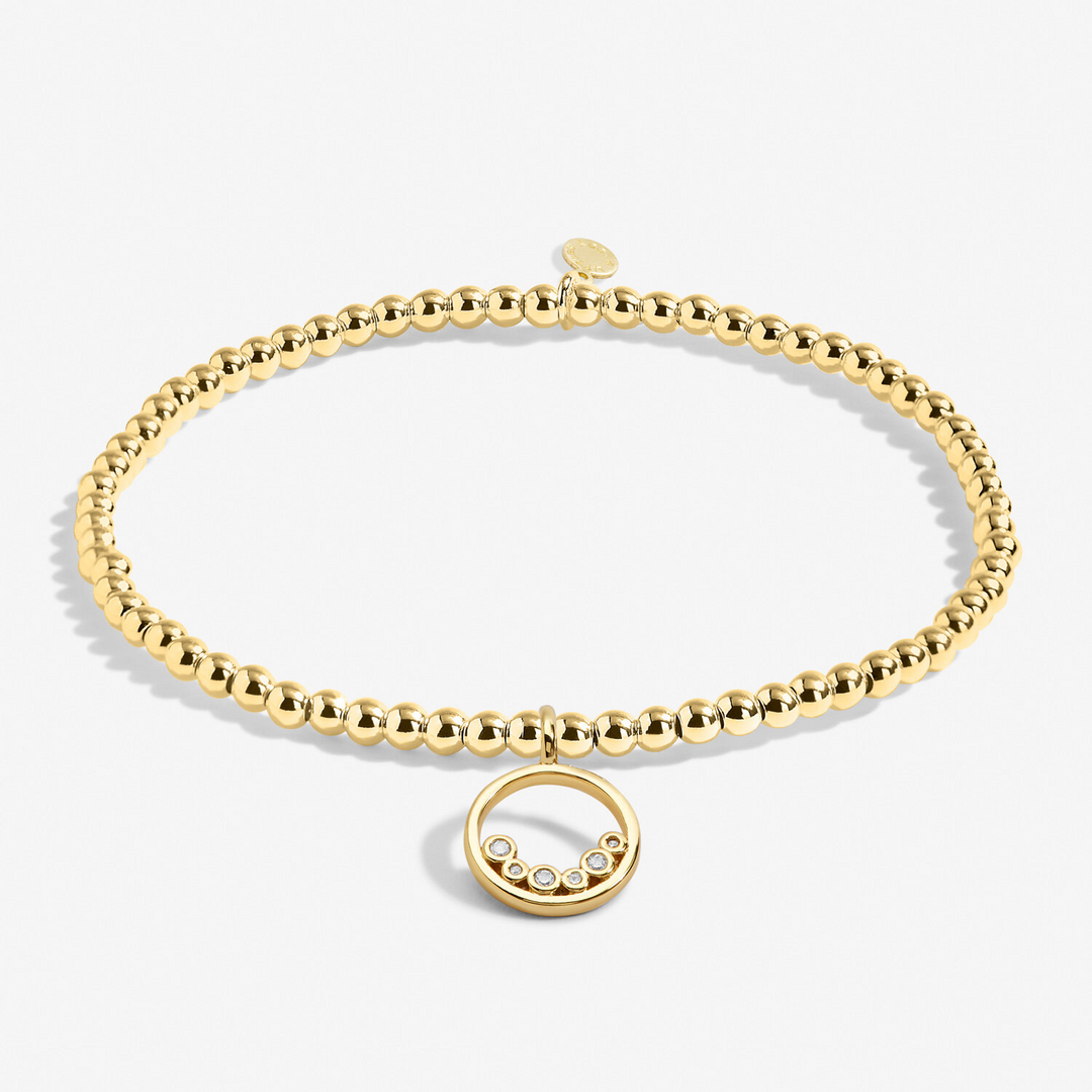 A Little & Co - Brass - Gold - Courage - Crystal Stretch Beaded Bracelet 6 7/8"