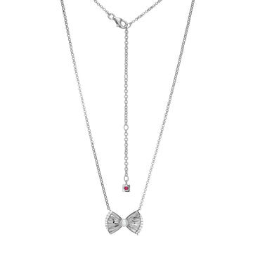 SS RHOD NECKLACE CZ BOW CENTER