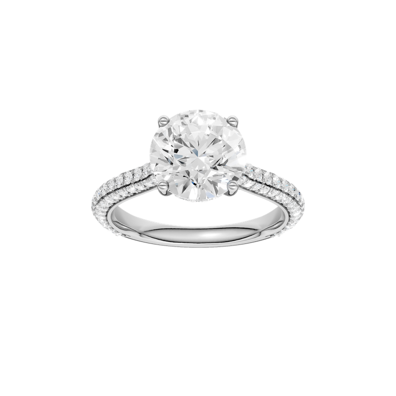 14k White Gold 2 - 2.60 CTW Lab Grown Diamond Halo Ring