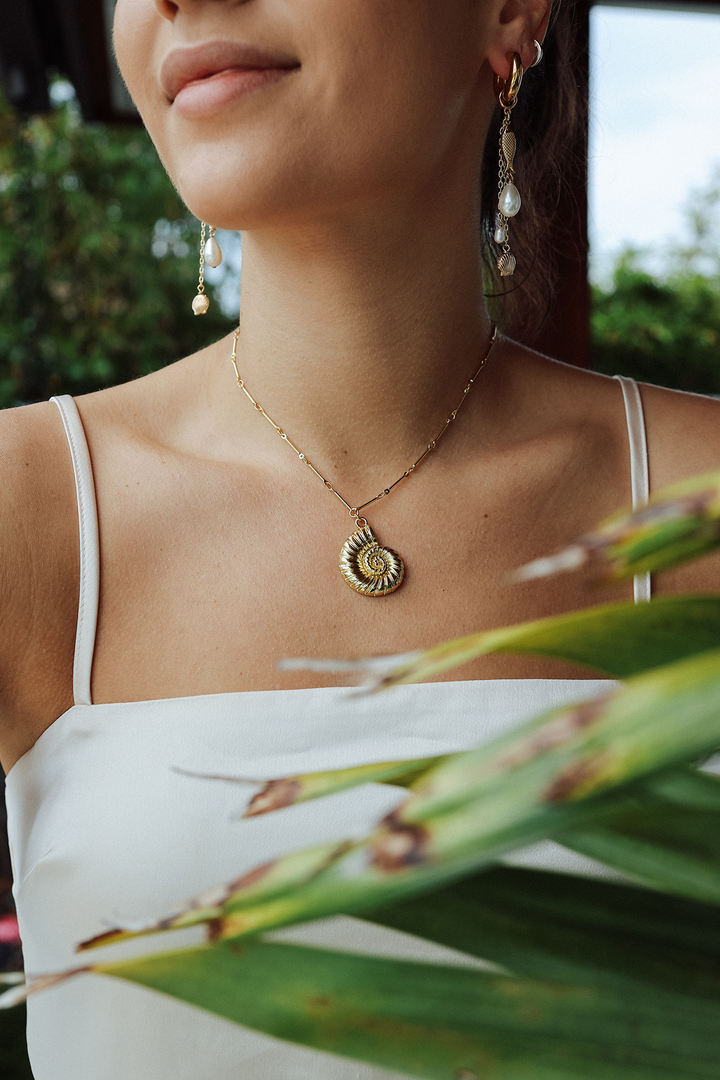 Adriana Pappas - Brass - 18K Gold Plated Chain Nautilus Pendant 16-19"