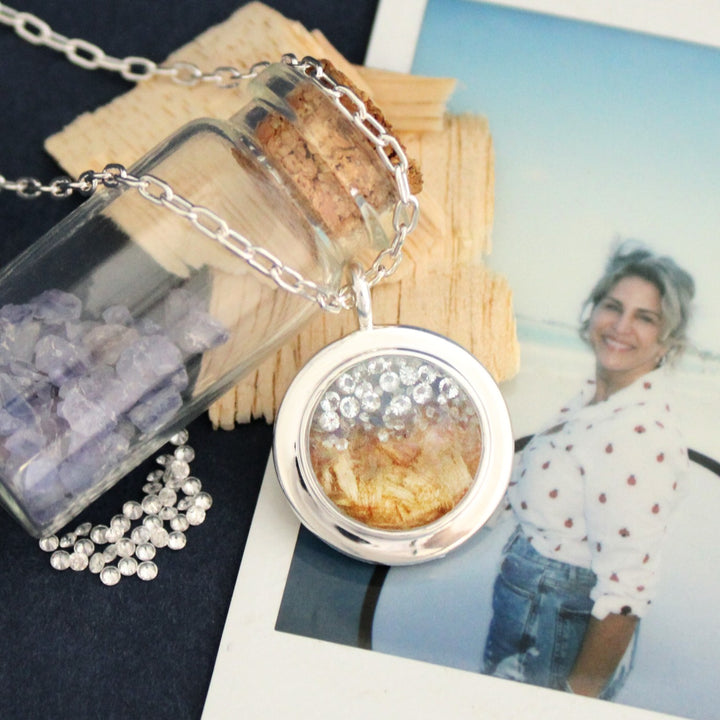 Dune - Sterling Silver - (Limited Edition) The Founders - wood & tanzanite .25ct Round Natural Diamond Necklace 20"