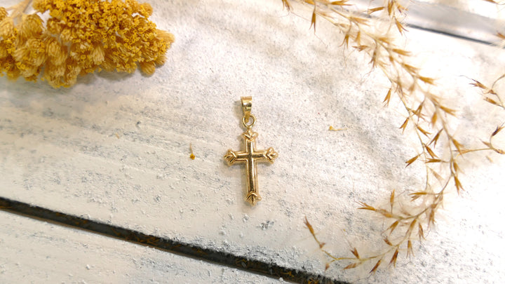 14k White Gold Cross Textured Pendant 4mm Bail (Chain not Included)