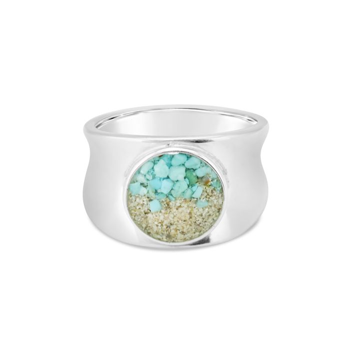 Dune - Sterling Silver - Silver Turquoise Gradient Round Ring (Size 9)