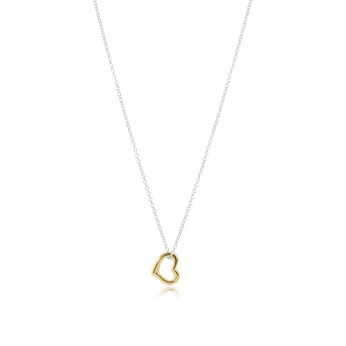 enewton - Sterling Silver - Two Tone Love Gold Charm Heart Necklace 16"
