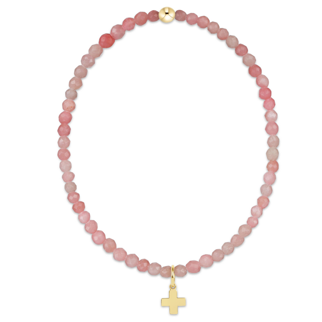 enewton - Classic Signature Cross 3mm - Pink Opal Gold-Filled Bracelet (Standard 6.25")