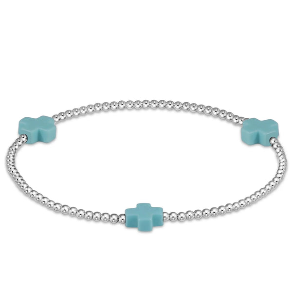 enewton - Signature Cross 3mm - Turquoise Sterling Silver Bracelet (Standard 6.25")