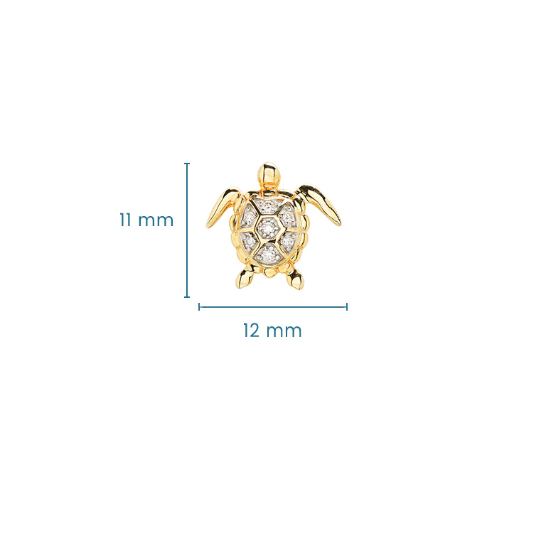 14k - Yellow Gold Lab Grown Diamond Turtle Stud Earrings