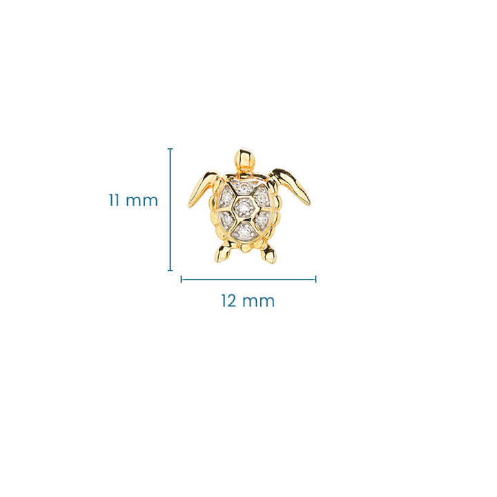 14k - Yellow Gold Lab Grown Diamond Turtle Stud Earrings