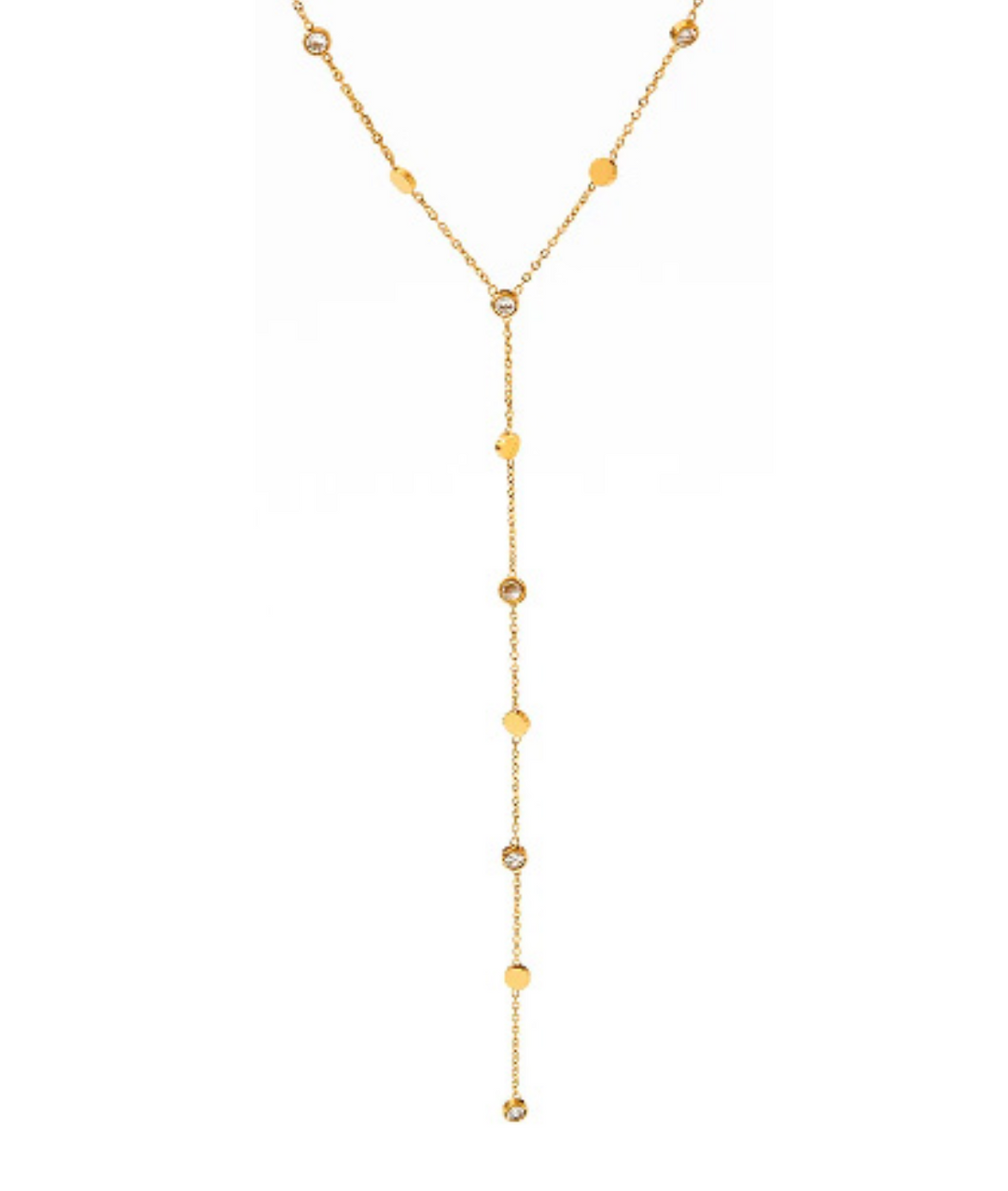 Adriana Pappas - Brass - 14K Gold Filled "Clear Gold Dust Lariat" Cubic Zirconia Necklace 16-19"