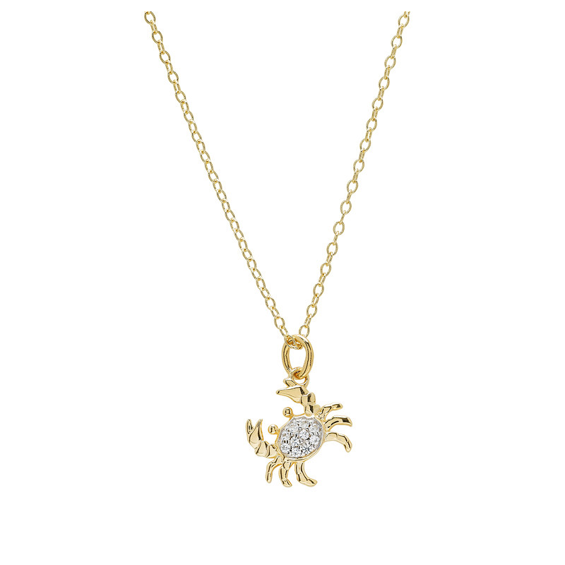 Ocean - - Gold Vermeil White Sapphire Crab Necklace