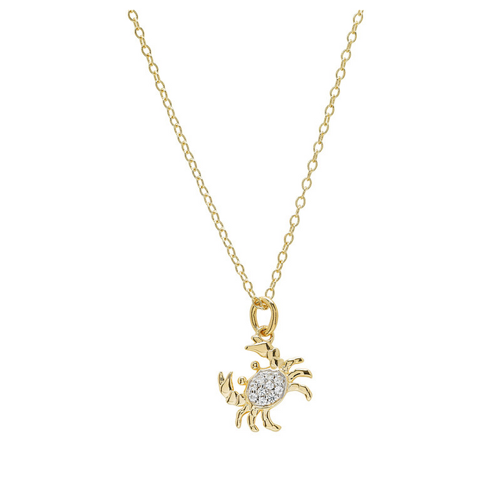 Ocean - - Gold Vermeil White Sapphire Crab Necklace