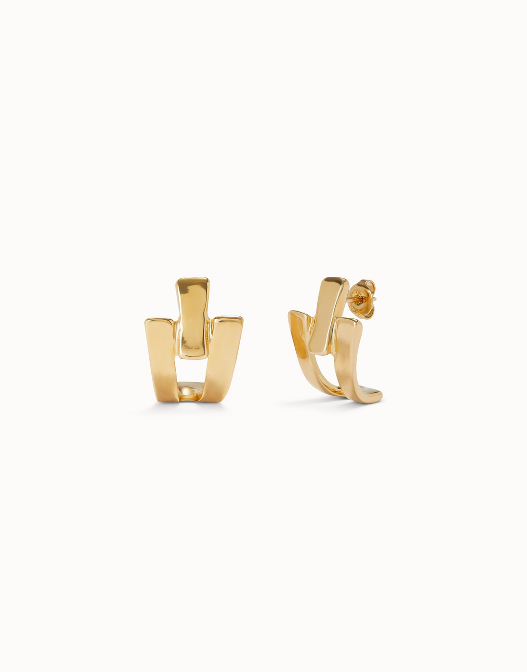 Uno de 50 - - 18K Gold Plated Triple Curve - "Ser Original" Stud Earrings