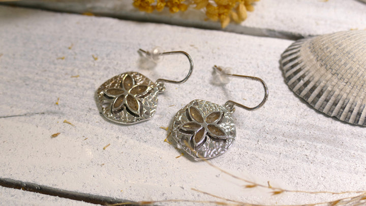 Dune - Sterling Silver - Sanddollar Ocean City Beach Sand Drop Earrings