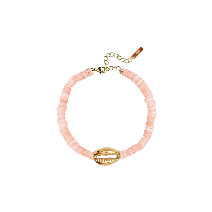 Adriana Pappas - - 14K Gold Filled - Pink - Heishi Shells Chain Shell Bracelet 6.5-8"