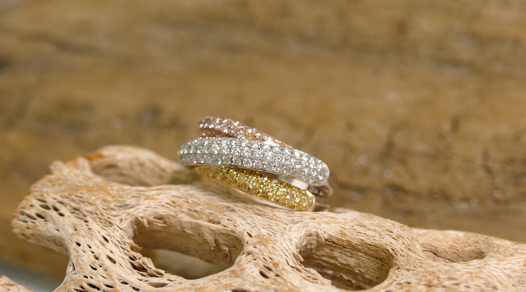 14K Tri Tone Natural Diamond Ring