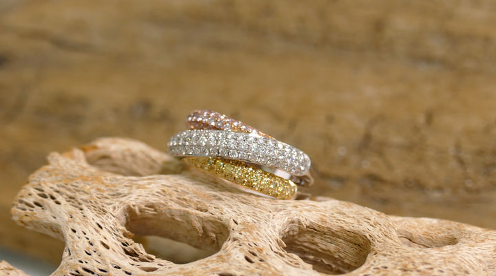 14K Tri Tone Natural Diamond Ring