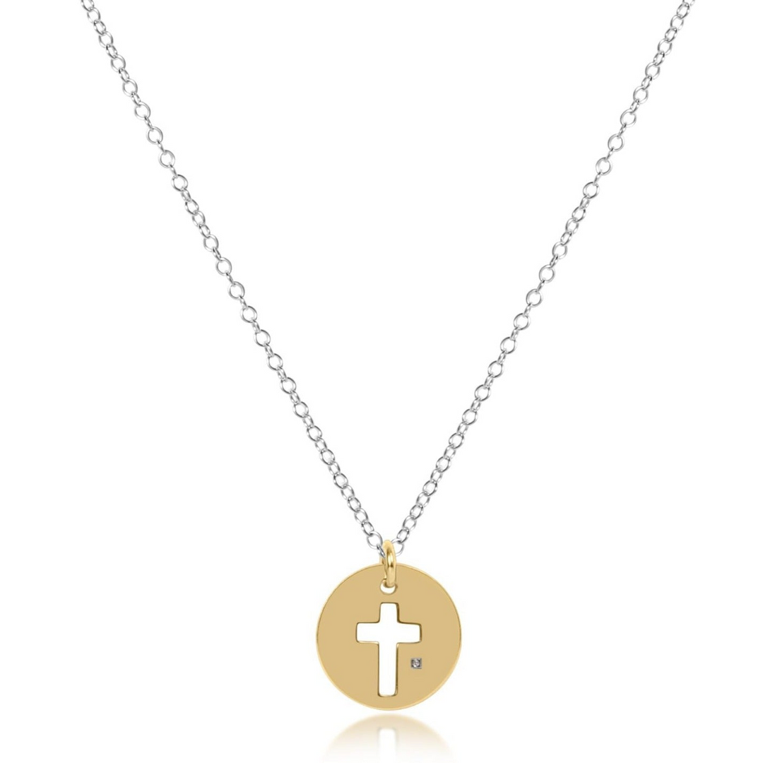 enewton - Sterling Silver - Two Tone Cross Blessing Disc Necklace 16"