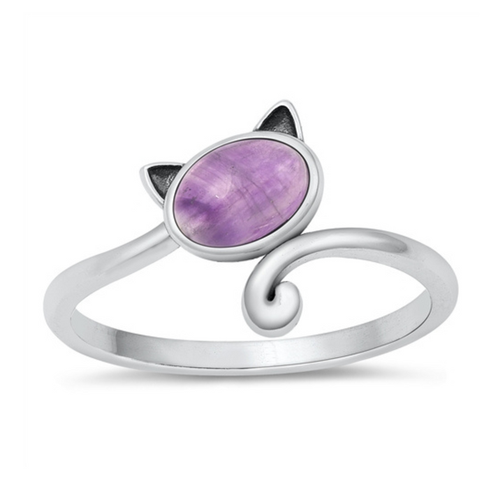 SS Cat with Amethyst Ring 6