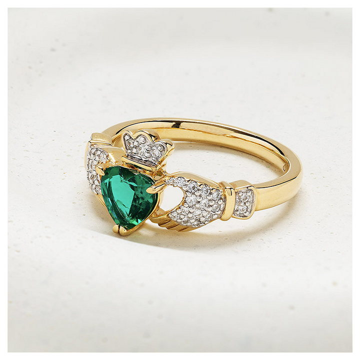 14kt Gold Lab Diamond and Emer