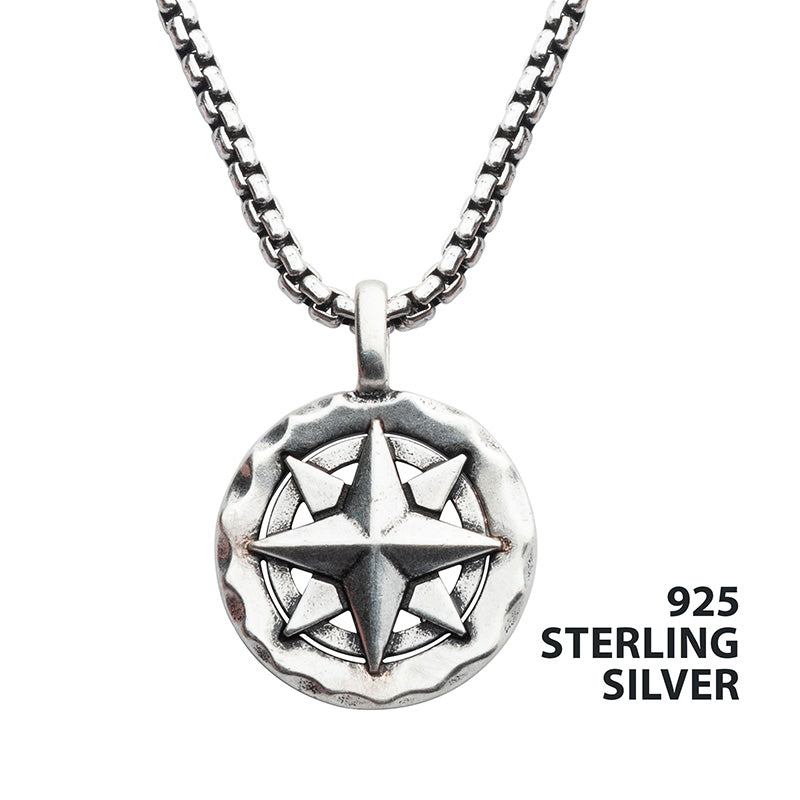 925 Silver Oxidized Compass Pe