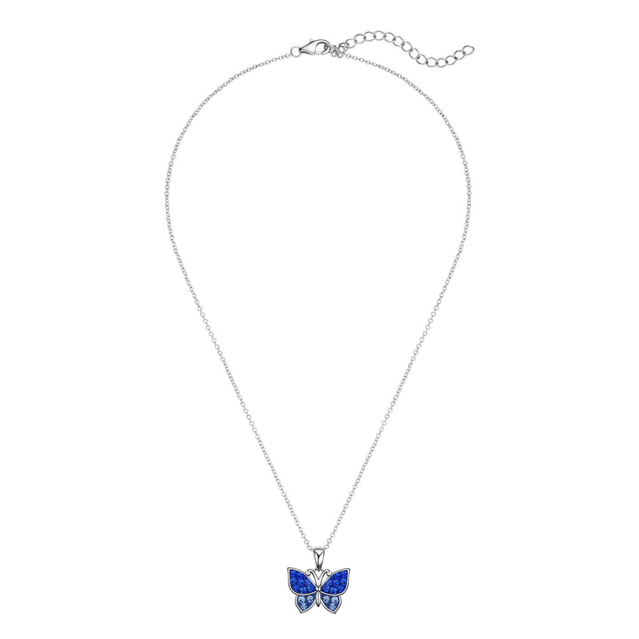 Lily Nily - Brass - Silver Blue Crystal Butterfly 14-16" Necklace