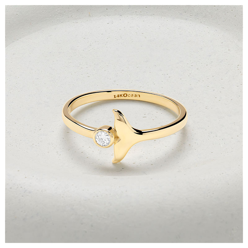 14kt Gold Lab Diamond Whale Ta