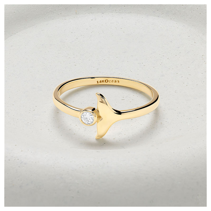 14kt Gold Lab Diamond Whale Ta