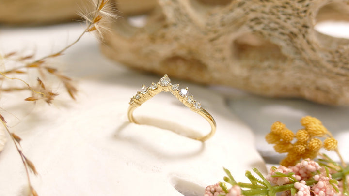 14k Yellow Gold 0.19CT Round Diamond Band Ring Size 6.5