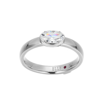 )SS RHOD PLTD RING 3A CZ OV 7X