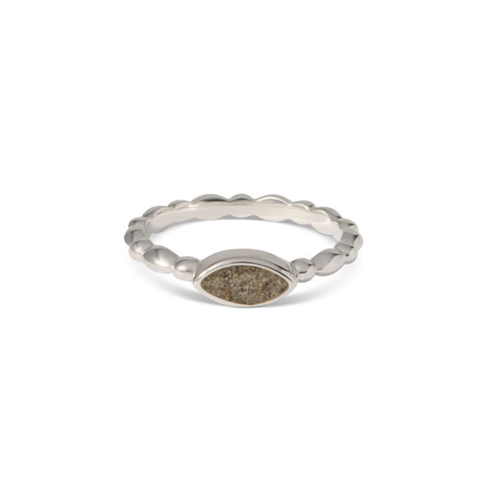 Dune - Sterling Silver - Textured Stacker Marquise Ring (Size 8)