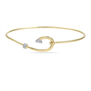 14k Yellow Gold .08ct Diamond Fish Hook Bracelet