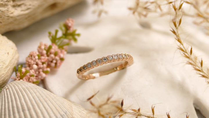 14K Rose Gold 0.17ct Natural Diamond Ring (Size 6.5)