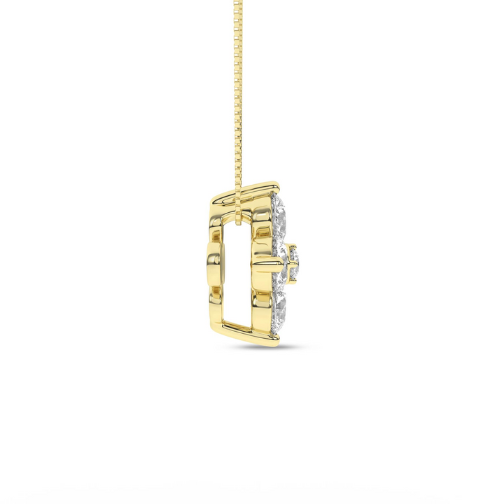 14k Yellow Gold Lab Grown Diamond 0.5ctw - Flower Petals Necklace