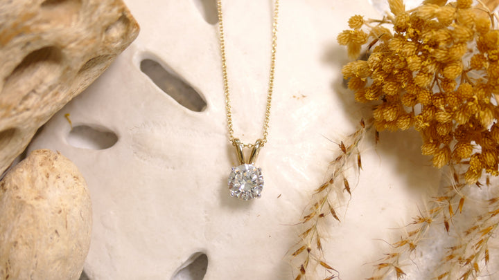 14k Yellow Gold Monte Luna Solitaire 1.00ct Lab Diamond Necklace