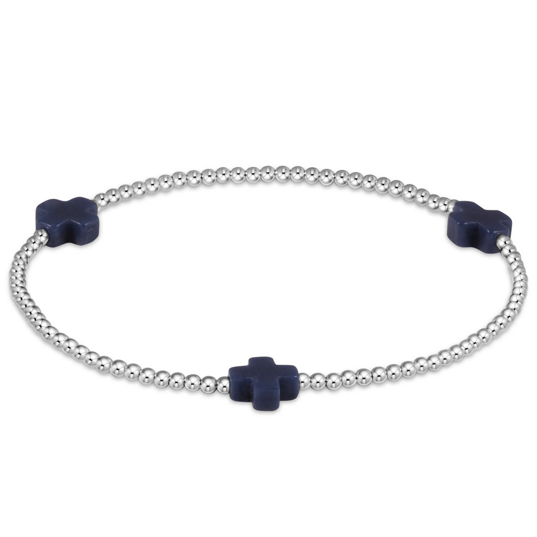 enewton - Signature Cross 3mm Navy Sterling Silver Bracelet (Standard 6.25")