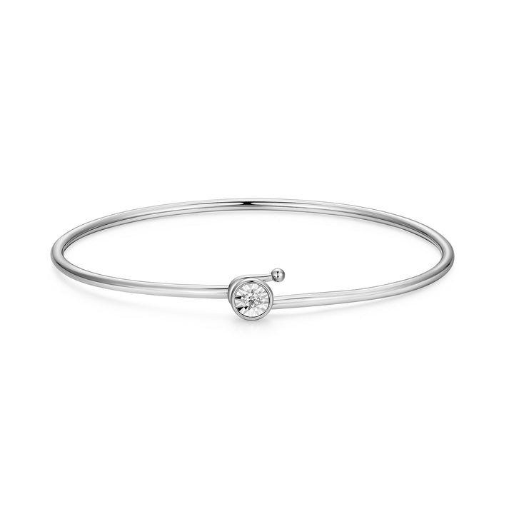 SS RHODIUM BANGLE LAB GROWN DI