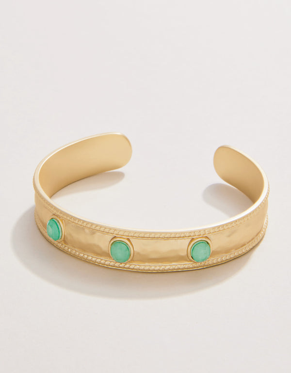 Spartina - - 18K Gold Plated Seafoam Glass Stones Cuff Bracelet