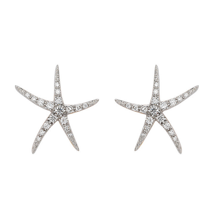 14k Yellow Gold Lab Grown Diamond Starfish Stud Earrings