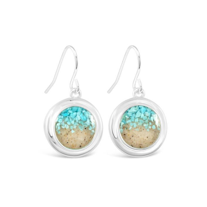 Dune - Silver Plated Explorer Turquoise Gradient Round Drop Ocean City Beach Sand Earrings