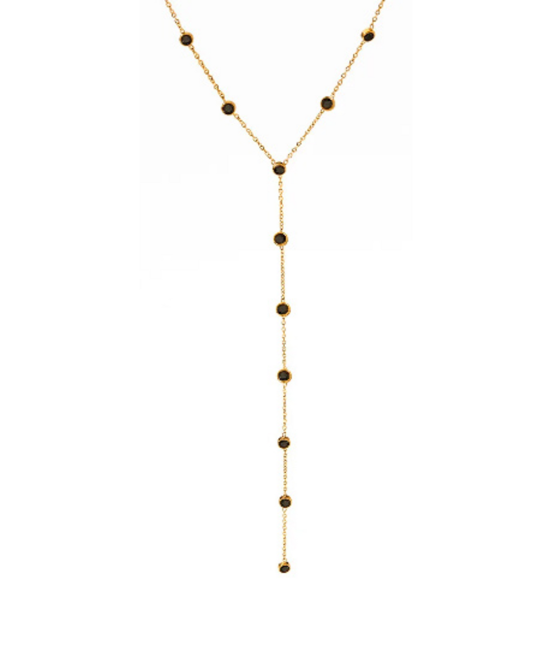 Adriana Pappas - Brass - 14K Gold Filled "Black Gold Dust Lariat" Necklace 16-19"