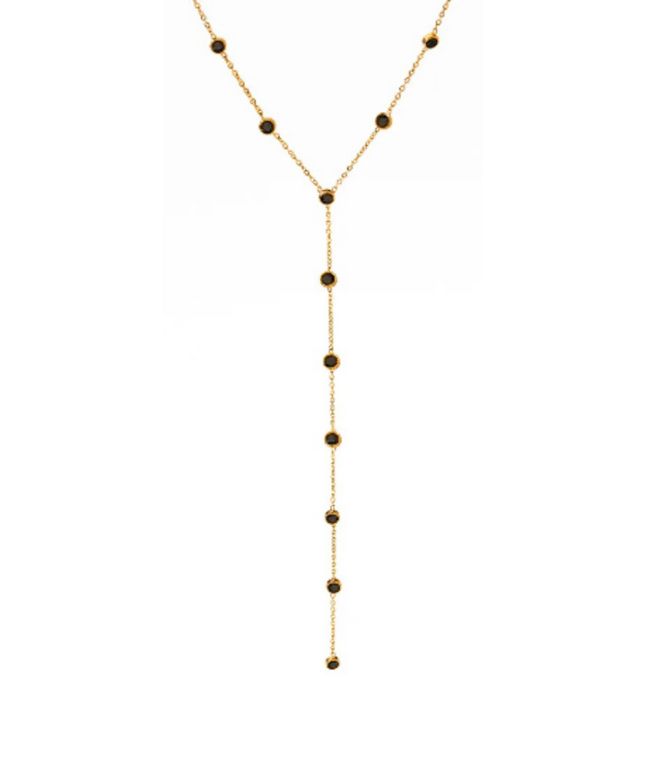 Adriana Pappas - Brass - 14K Gold Filled "Black Gold Dust Lariat" Necklace 16-19"