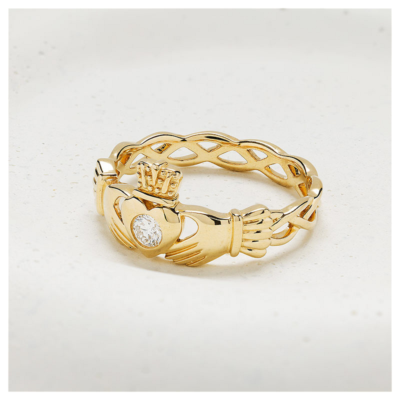 14kt Gold Lab Diamond Claddagh