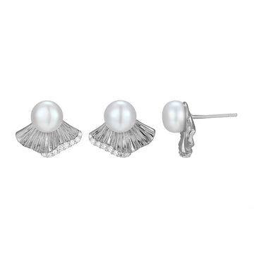 SS RHOD FAN CZ STUDS WHT FW PE