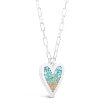 Dune - Sterling Silver - Luxe Heart Turquoise Gradient 16-20" (adjustable) Ocean City Beach Sand Necklace