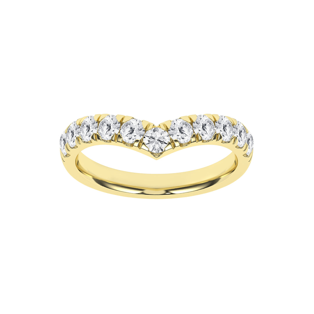 14k Yellow Gold 1ctw Round Lab Grown Diamond Curve Ring (Size 6)