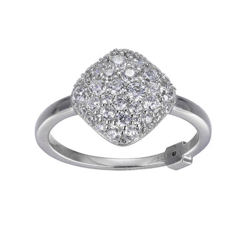 Elle - Sterling Silver - "Glimmer" Diamond Shape Cubic Zirconia Ring (Size 8)