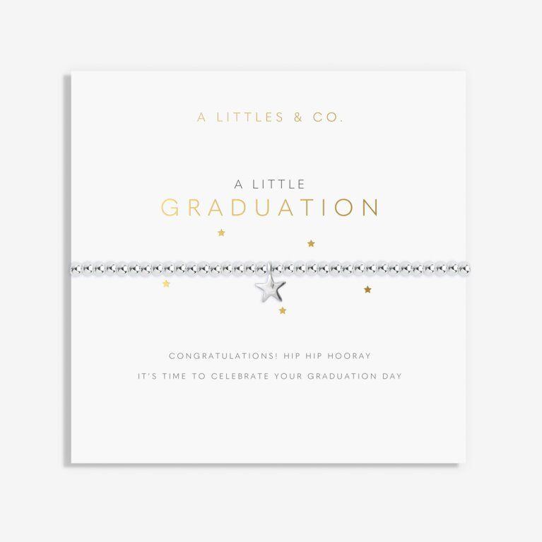 A Little & Co - Brass - Silver Plated - Graduation - Star Stretch Beaded Bracelet 6 7/8"