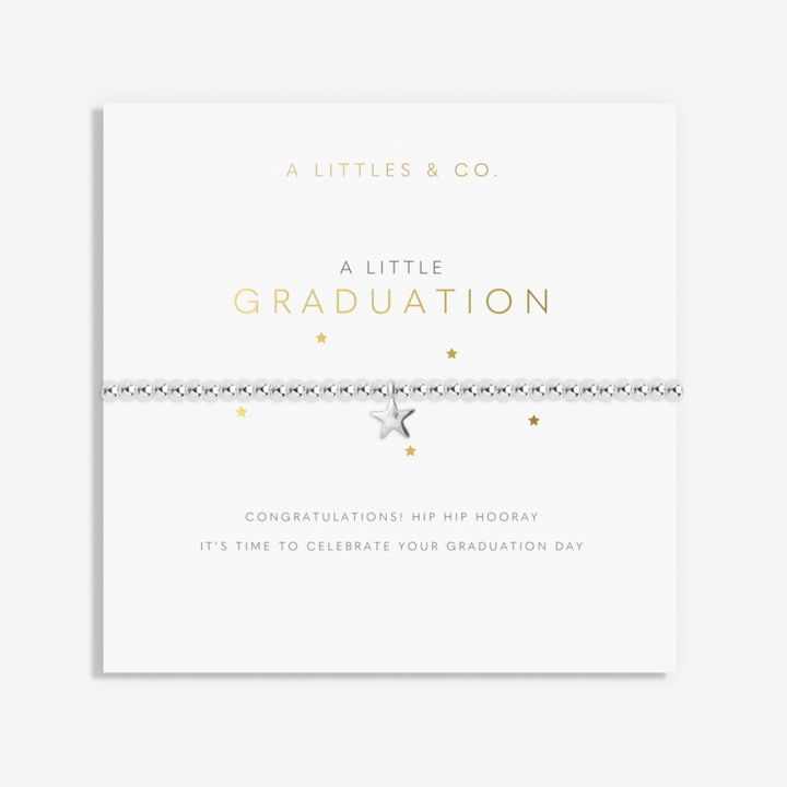 A Little & Co - Brass - Silver Plated - Graduation - Star Stretch Beaded Bracelet 6 7/8"