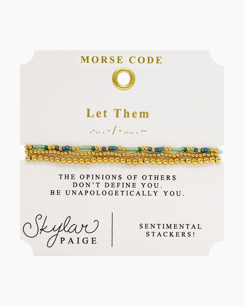 Stia Couture - - Gold "Let Them" Tila Bead Morse Code Stretch Bracelet